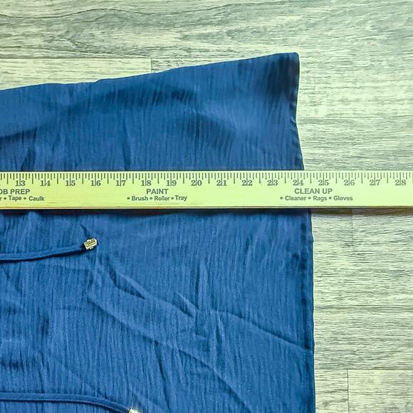 Michael Kors Navy Blue Lace Up Blouse Medium Flutter Sleeve V Neck Top M - Picture 5 of 6